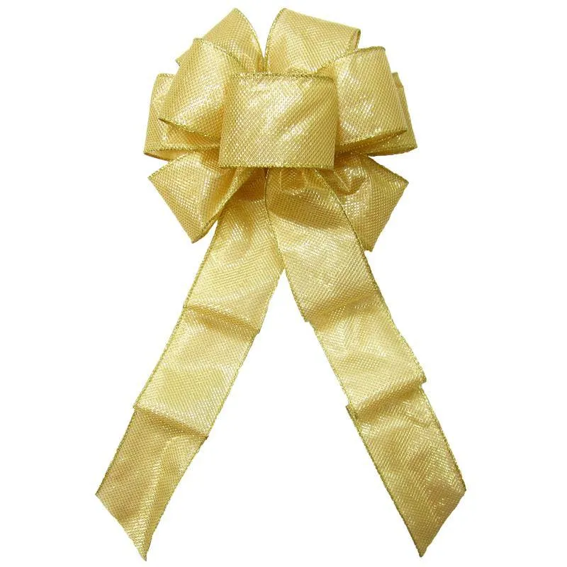 Wired Gleaming Bright Gold Bow (2.5"ribbon~8"Wx16"L)