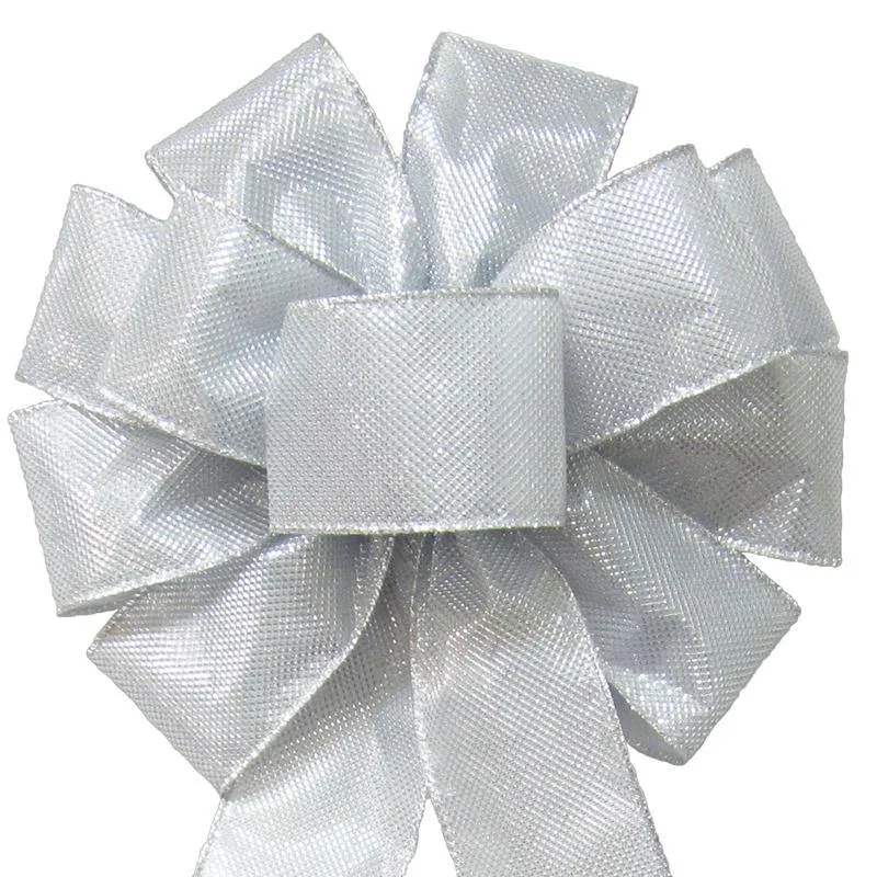 Wired Gleaming Bright Silver Bow (2.5"ribbon~10"Wx20"L)