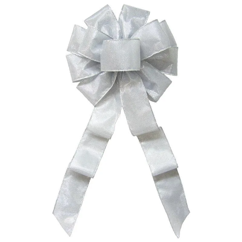 Wired Gleaming Bright Silver Bow (2.5"ribbon~10"Wx20"L)