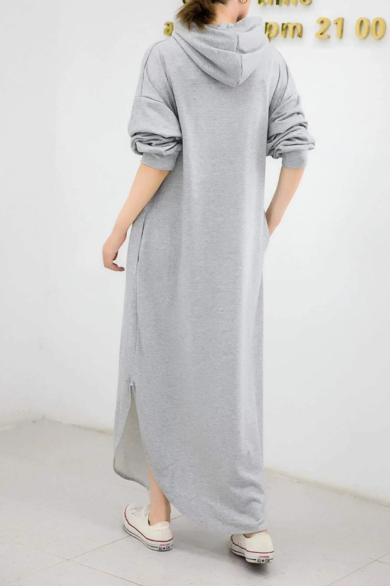 Women Casual Zipper Fall Long Hoody Dresses