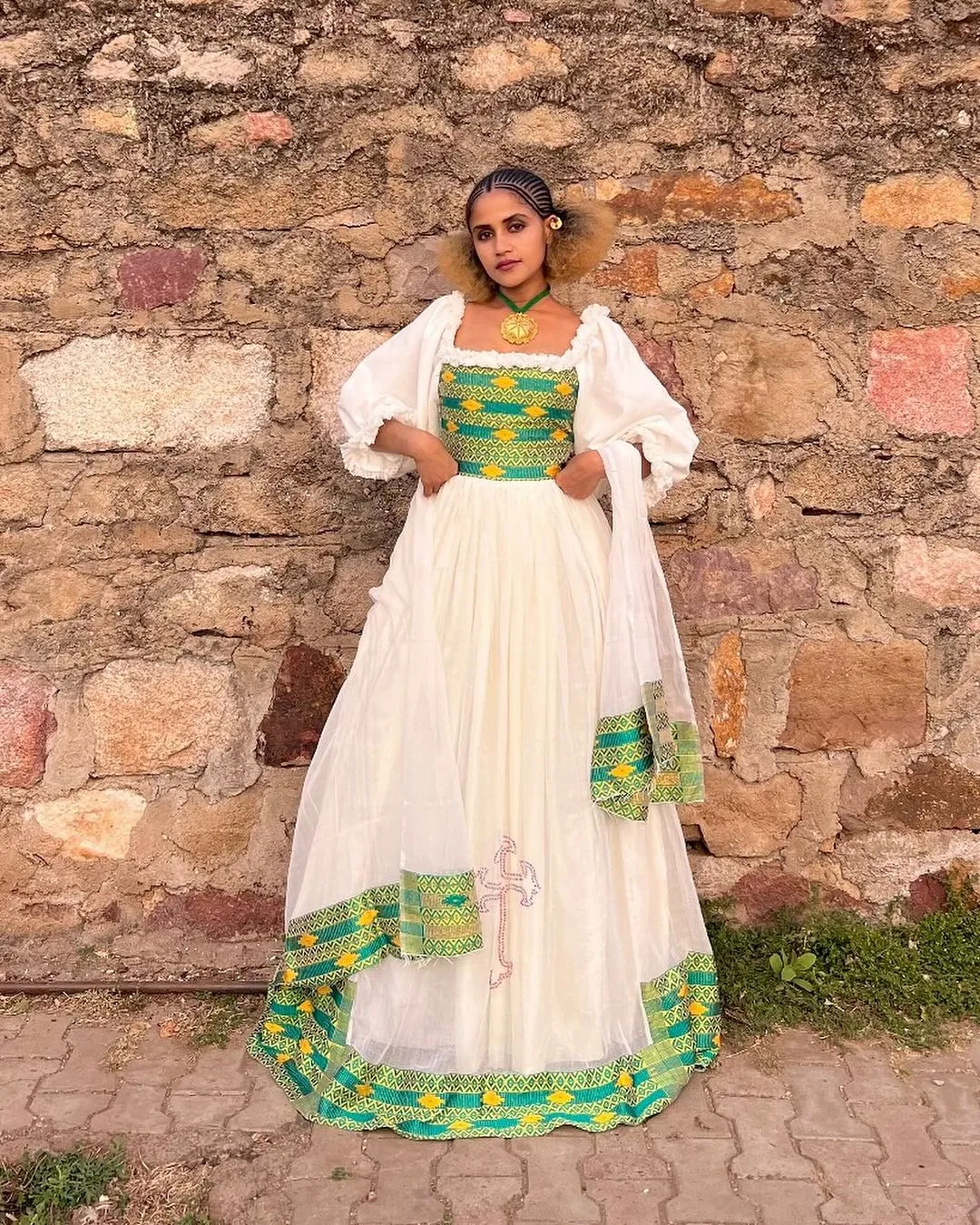 Wonderful Light Green Ethiopian Traditional Dress: Beautifully Crafted Eritrean Clothing for Cultural and Religious Celebrations Habesha Kemis