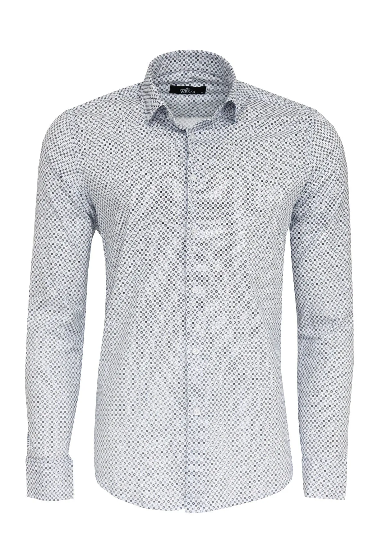 WSS White Tiny Check Patterned Slim Fit Shirt  - Singen