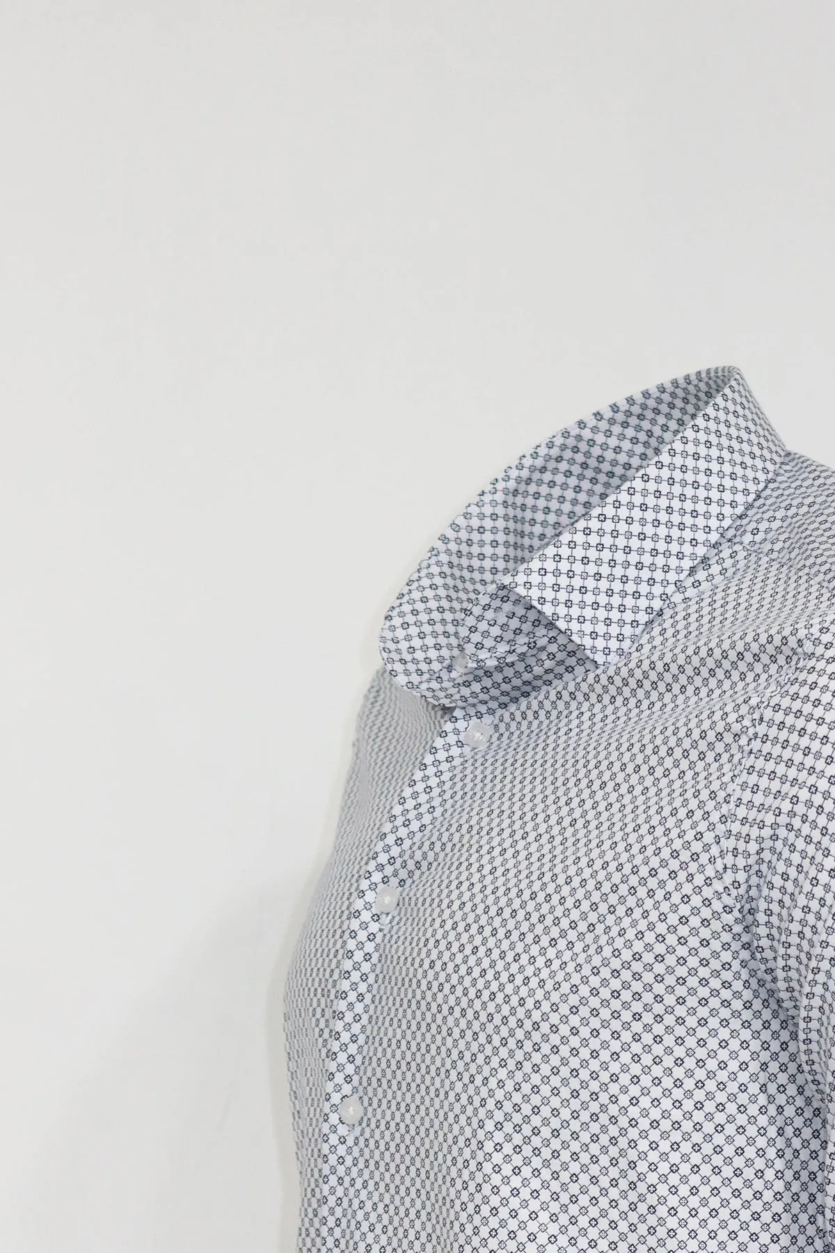 WSS White Tiny Check Patterned Slim Fit Shirt  - Singen
