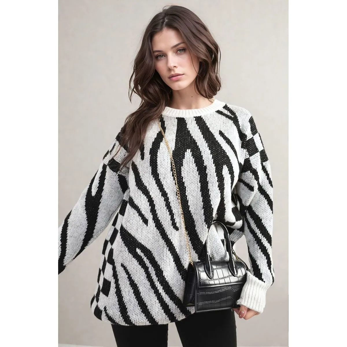 Zebra Stripe Knitted Jumper