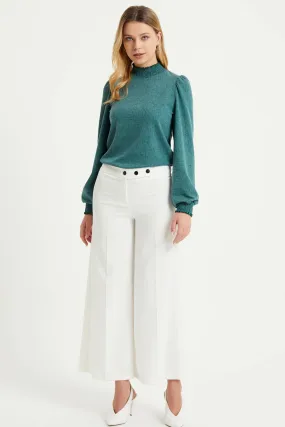 ZRF Women Wide Leg 3 Button Pants - Ecru - Pleasant Grove