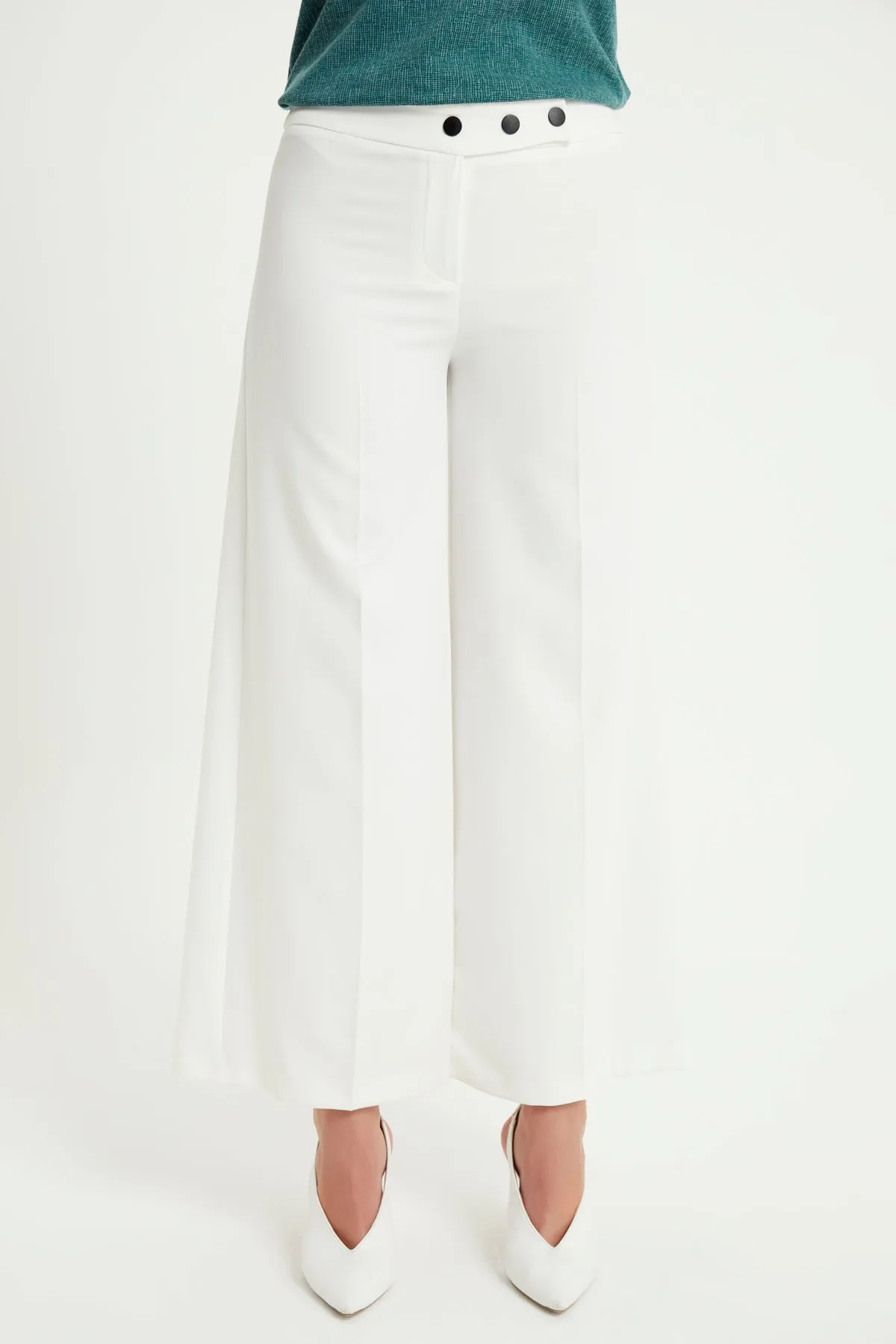 ZRF Women Wide Leg 3 Button Pants - Ecru - Pleasant Grove