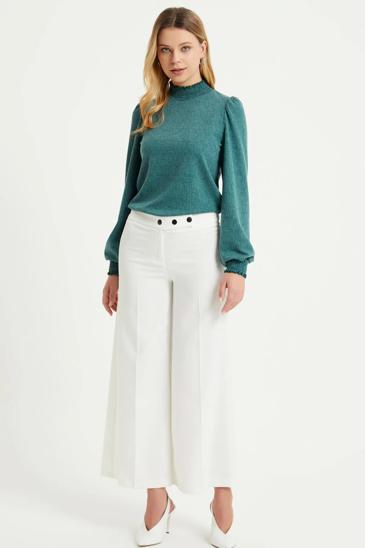 ZRF Women Wide Leg 3 Button Pants - Ecru - Pleasant Grove
